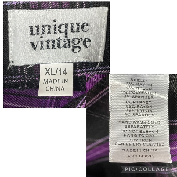 Unique Vintage Purple Black Plaid Corset Swing Flare Rockabilly Pinup Dress - XL - Picture 3 of 13